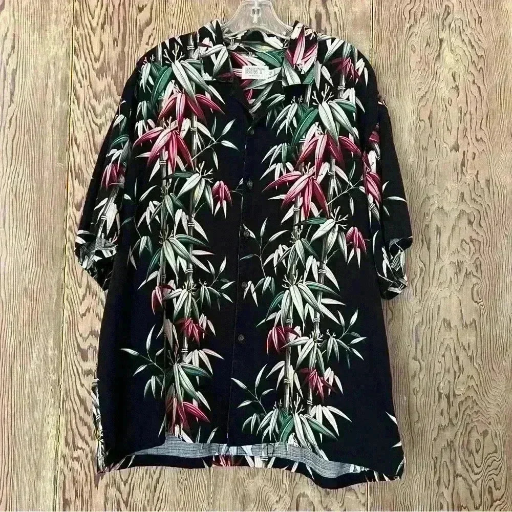 Newt At The Royal Vintage Men’s Bamboo Trees Button Down Shirt-Extra Lar…
